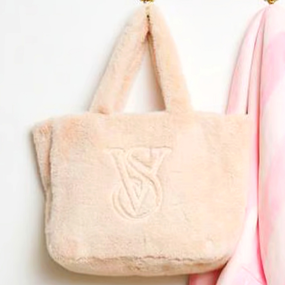 Victoria's secret faux fur cream tote